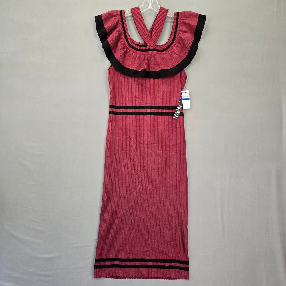 XOXO Purple Knit Maxi Dress NEW Sleeveless Pencil Ruffled Halter Neck Women's XL
